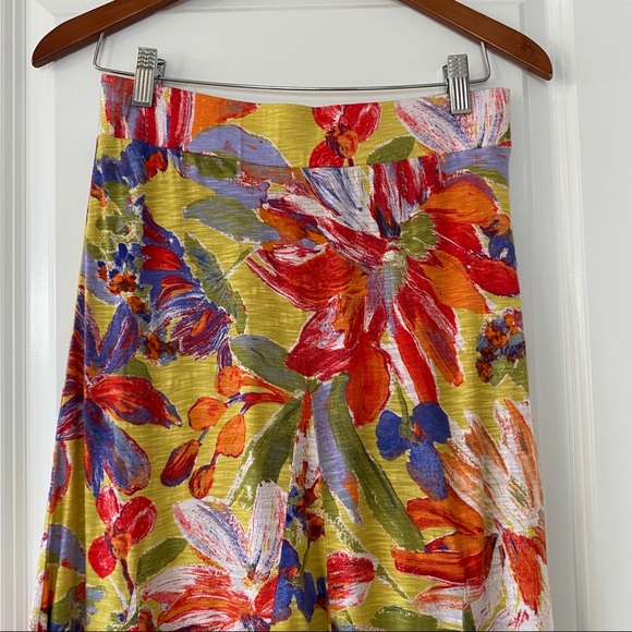 Tommy Bahama Abstract Floral Rayon Pull-On Midi Skirt w Godets - Picture 2 of 8